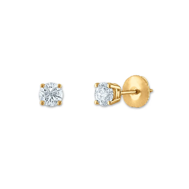 Signature Certificate EcoLove 1/2 CTW Round Lab Grown Diamond Solitaire Stud Earrings in 14KT Yellow Gold