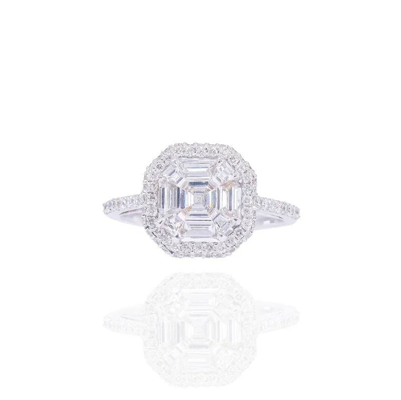 Special Cut Asher Diamond Engagement Ring with Halo