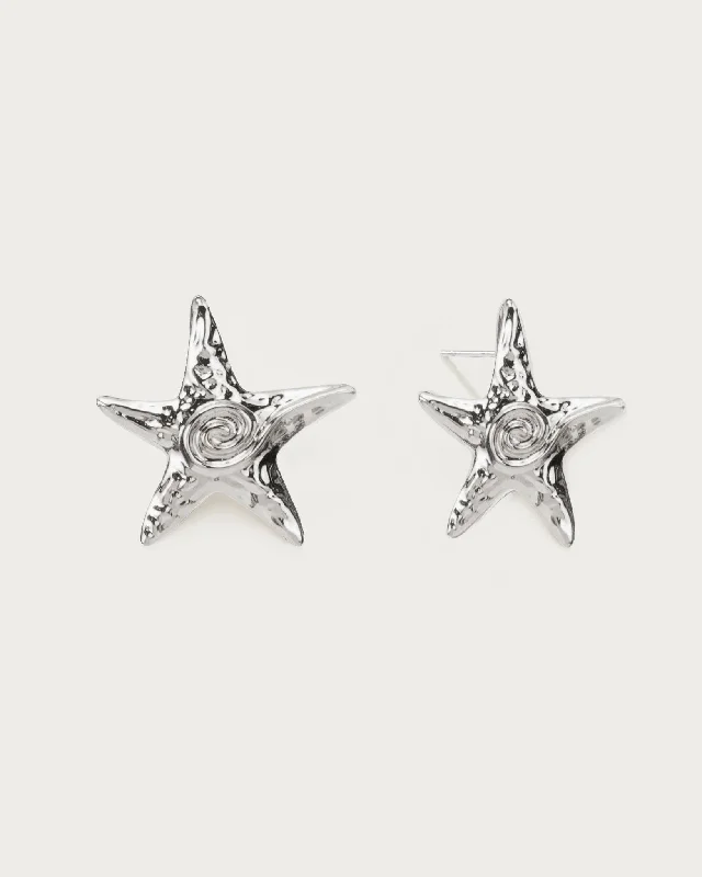 Starfish Stud Earrings in Silver