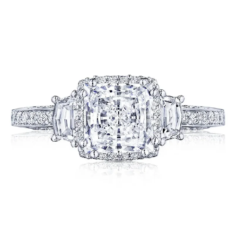 Tacori Dantela Platinum Princess Center Cadillac Engagement Ring 2663PR7