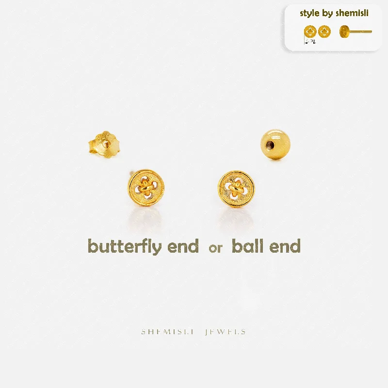 Tiny Button Studs Earrings, Unisex, Gold, Silver SHEMISLI SS873 Butterfly End, SS874 Screw Ball End (Type A)