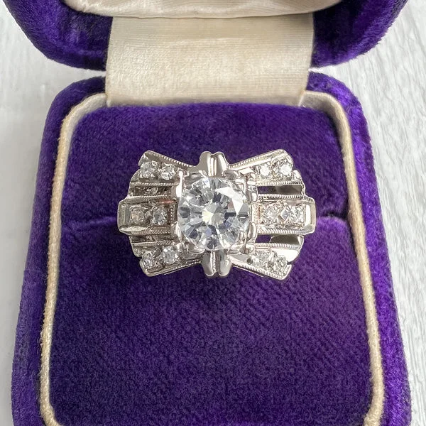 Retro Diamond Engagement Ring, RBC 0.55ct