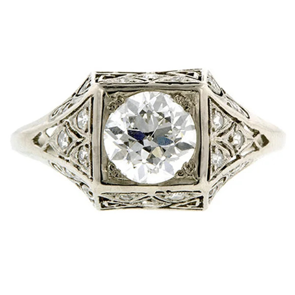 Vintage Engagement Ring, RBC Diamond 1.08ct.