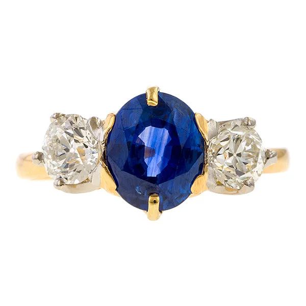 Vintage Oval Sapphire & Diamond Ring