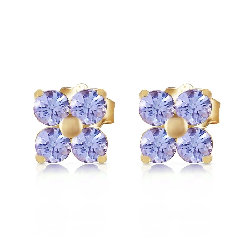 1.15 Carat 14K Solid Gold Stud Earrings Natural Tanzanite