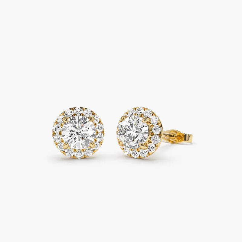 1.30 ctw 14k Round Lab Grown Diamond Halo Stud Earrings - Josephine