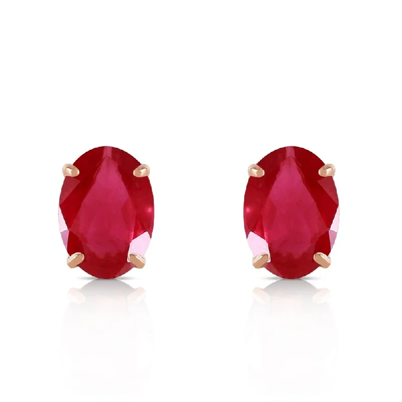 1.8 Carat 14K Solid Gold Stud Earrings Natural Ruby