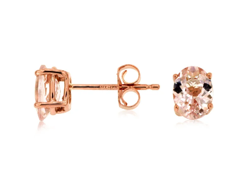 14K Rose Gold Morganite Stud Earrings