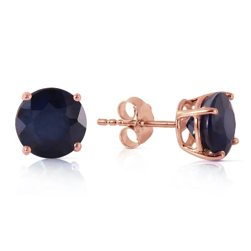 14K Solid Gold Elegant Stud Earrings Natural Sapphire Gemstone