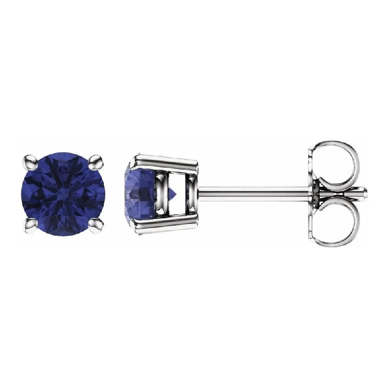 14K White Gold 5 mm Round Tanzanite Stud Earrings for Women