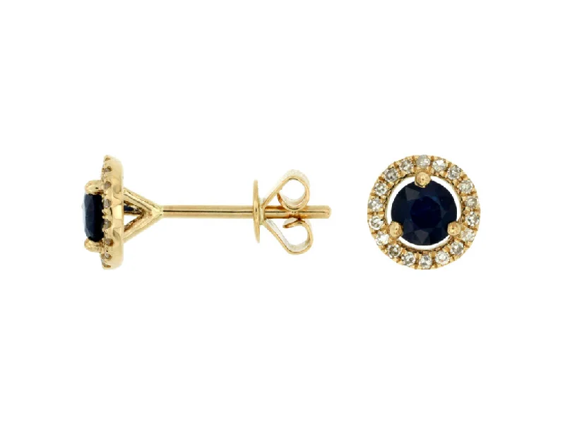 14K White Gold Sapphire and Diamond Stud Earrings