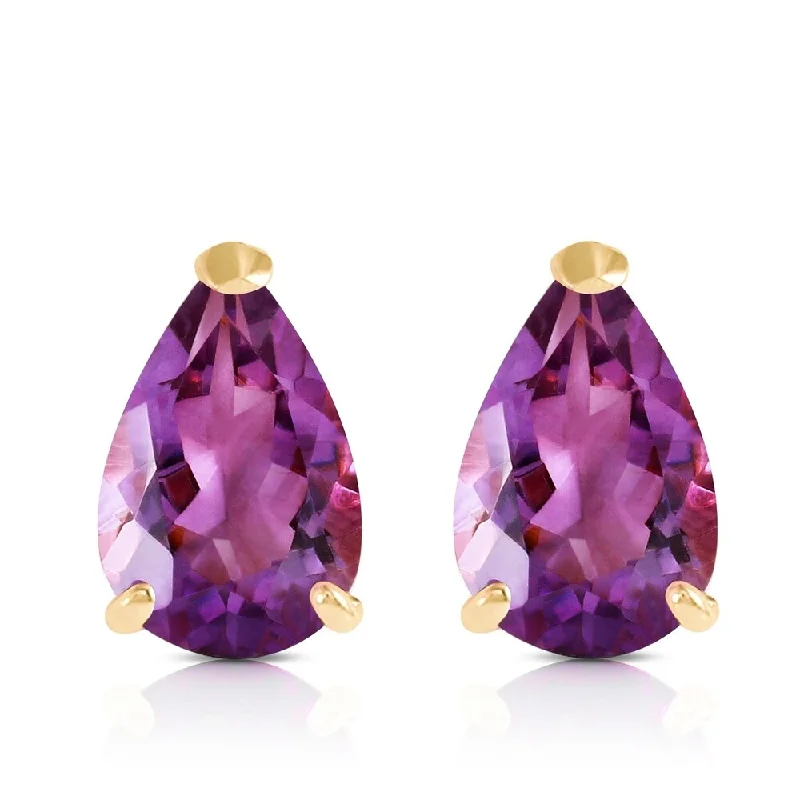 3.15 Carat 14K Solid Gold Stud Earrings Natural Amethyst