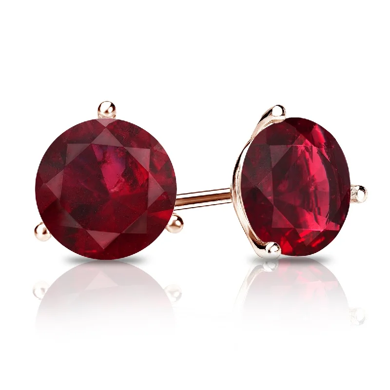 Auriya 14k Gold 1 1/2ctw Solitaire Ruby Gemstone Stud Earrings Martini-set