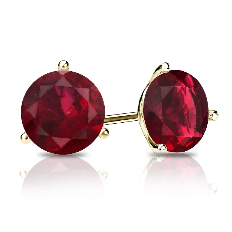 Auriya 14k Gold 1 1/4ctw Solitaire Ruby Gemstone Stud Earrings Martini-set