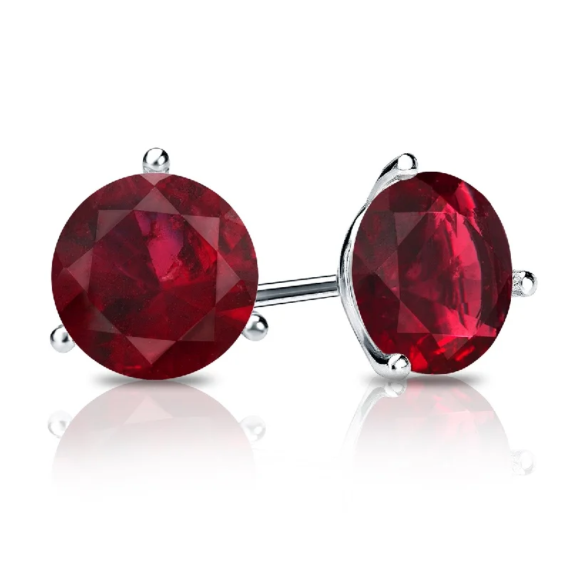 Auriya 14k Gold 1/4ctw Solitaire Ruby Gemstone Stud Earrings Martini-set