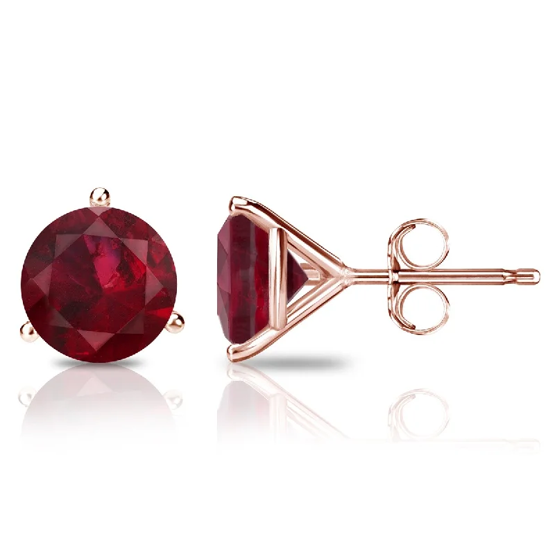 Auriya 14k Gold 3/4ctw Solitaire Ruby Gemstone Stud Earrings Martini-set