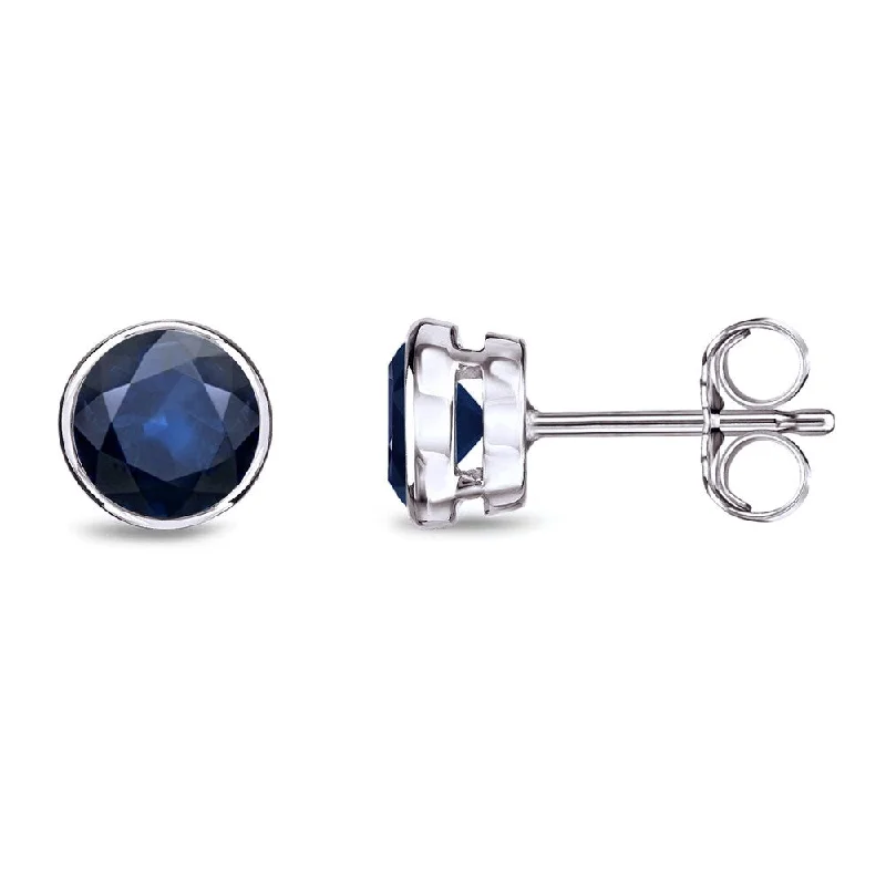 Auriya 14k Gold Bezel-set Sapphire Stud Earrings 1/2ctw