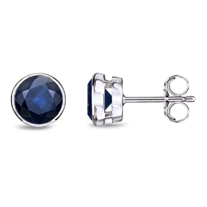 Auriya 14k Gold Bezel-set Sapphire Stud Earrings 1CTW