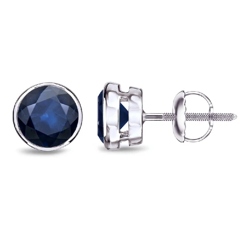 Auriya 14k Gold Bezel-set Sapphire Stud Earrings 2ctw