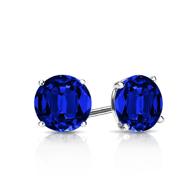 Auriya 14k Gold Lab Grown Gemstone Blue Sapphire Stud Earrings Round 0.25 to 5.00 ct. tw. 4-Prong Martini Push-Back