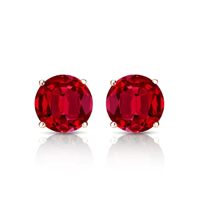 Auriya 14k Gold Lab Grown Gemstone Ruby Stud Earrings Round 0.25 to 5.00 ct. tw. 4-Prong Martini Push-Back