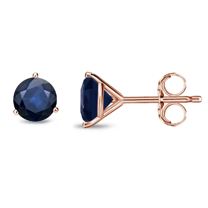 Auriya 14k Gold Round Sapphire Stud Earrings 1/2ctw Martini-set