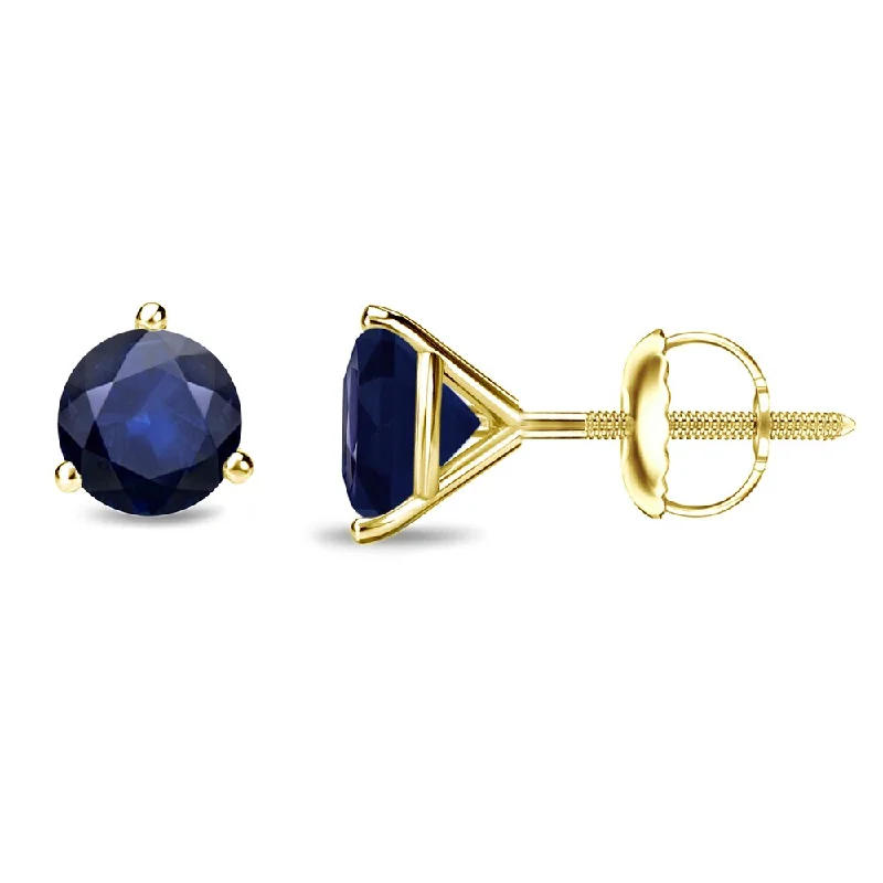 Auriya 14k Gold Round Sapphire Stud Earrings 1/2ctw Martini-set