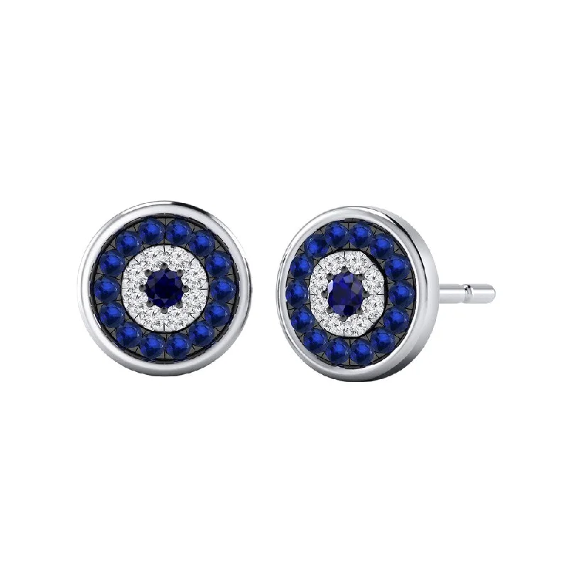 Auriya Round 1/3ct Micro Sapphire and Diamond Accent Stud Earrings 14k Gold