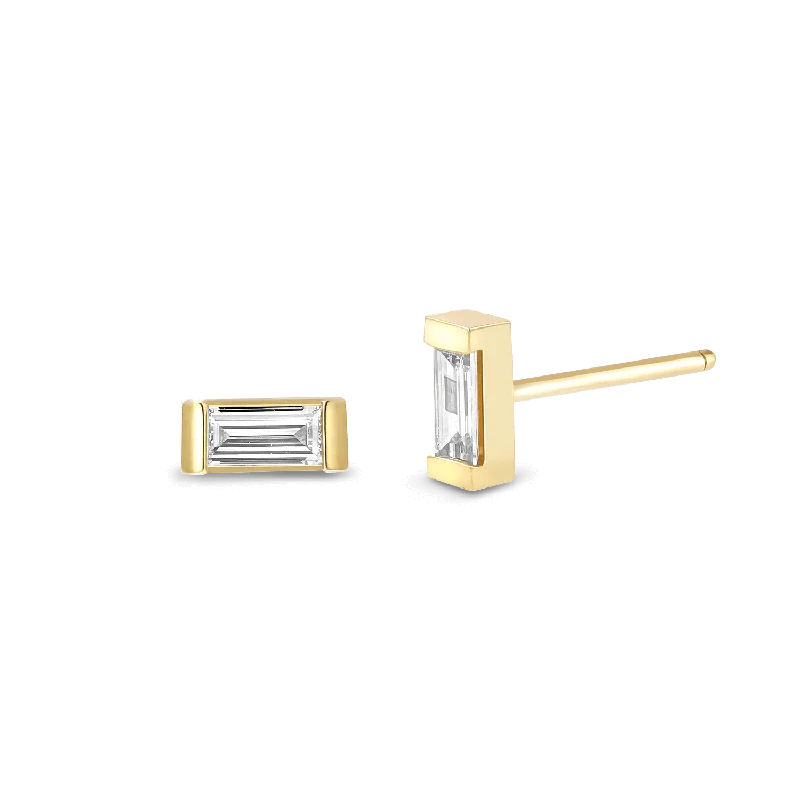 Baguette Diamond Stud Earrings