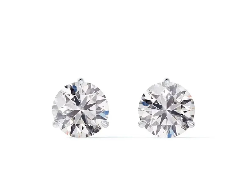 Classic Three Prong 1.42CT Diamond Stud Earrings