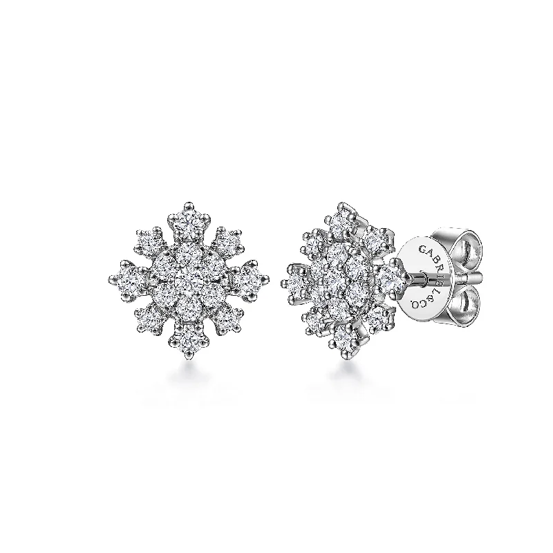 14K White Gold Diamond Stud Earrings