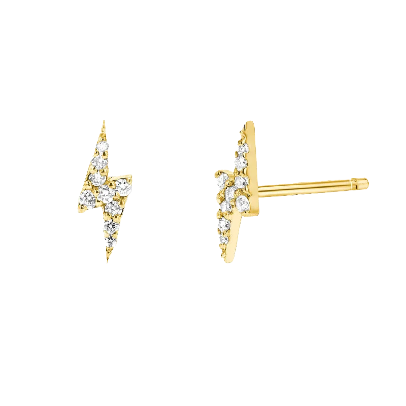 Diamond Lightning Bolt Stud Earrings