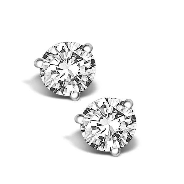 14K White Gold Genuine 1/2ctw Round Diamond Stud Earrings