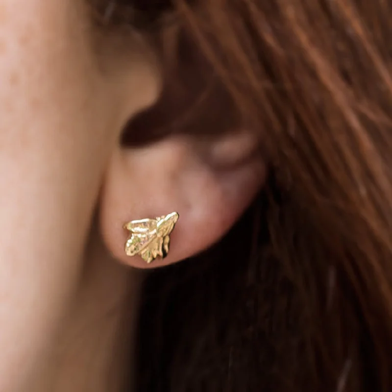 Grecian Gold Leaf Stud Earrings