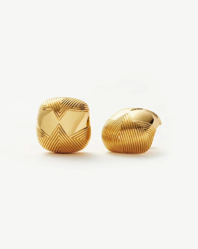 Hera Oversized Dome Ridge Stud Earrings | 18k Gold Plated