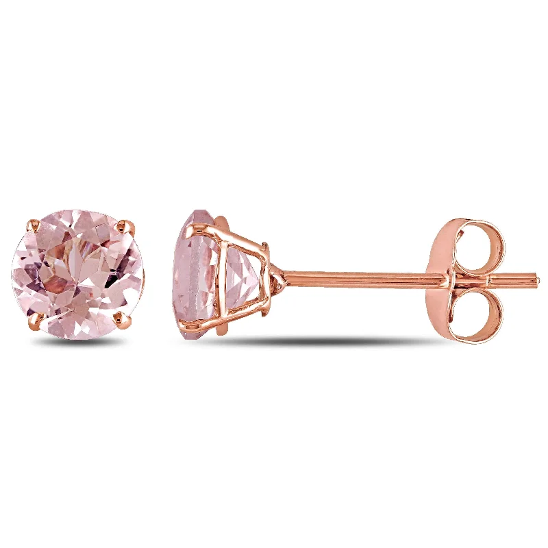 Miadora 10k Rose Gold 1ct TGW Morganite Solitaire Stud Earrings - Pink