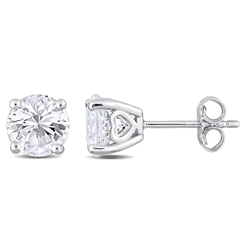 Miadora Created White Sapphire Birthstone Solitaire Stud Earrings in Sterling Silver