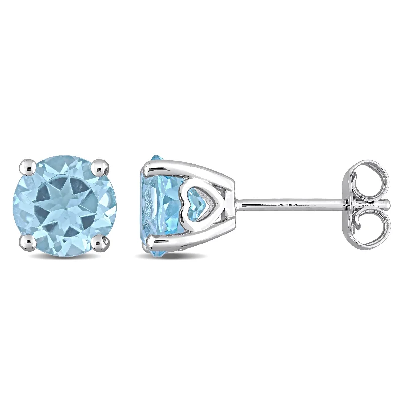 Miadora Sky-Blue Topaz Birthstone Solitaire Stud Earrings in Sterling Silver