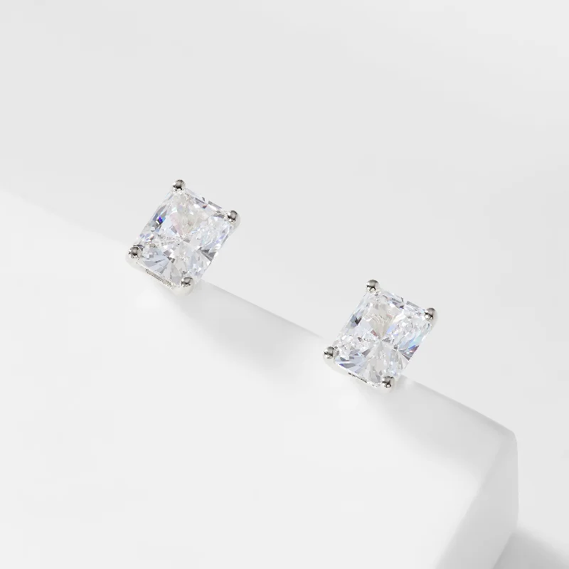 MODERN LOVE EMERALD CUT CZ STUD EARRINGS