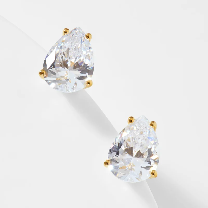 MODERN LOVE LARGE PEAR CZ STUD EARRINGS