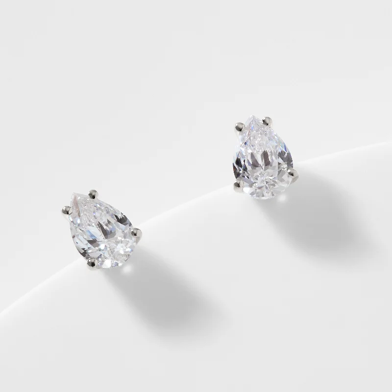 MODERN LOVE PEAR CZ STUD EARRINGS