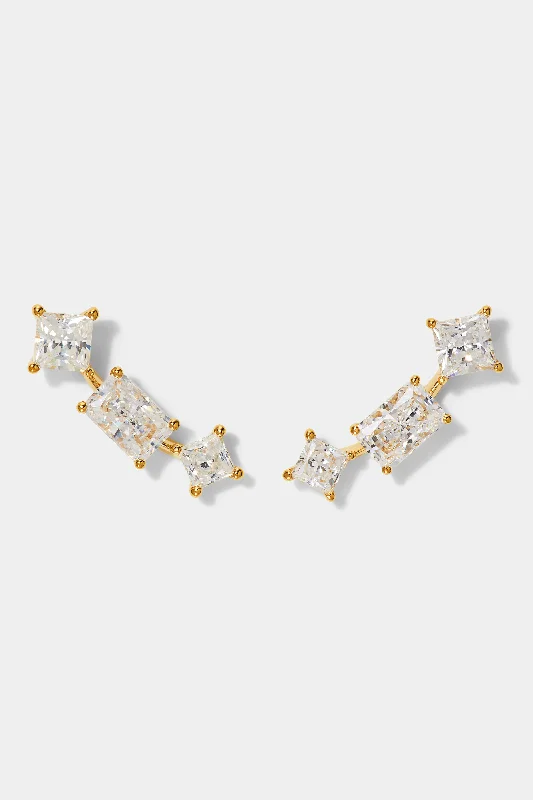 RARE JEWELS CLIMBER CZ STUD EARRINGS