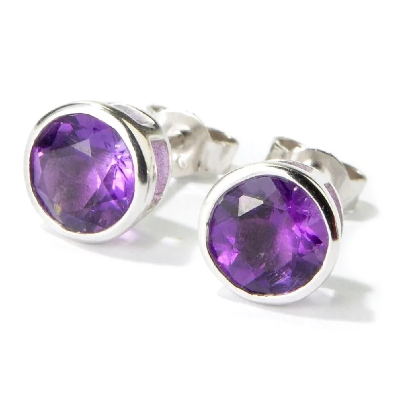 Rhodium over Sterling Silver Stud Earrings in Amethyst