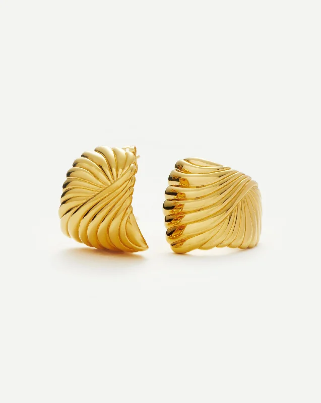 Ripple Oversized Stud Earrings | 18k Gold Plated