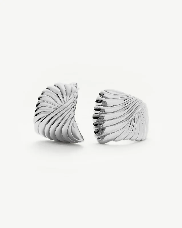 Ripple Oversized Stud Earrings | Silver Plated