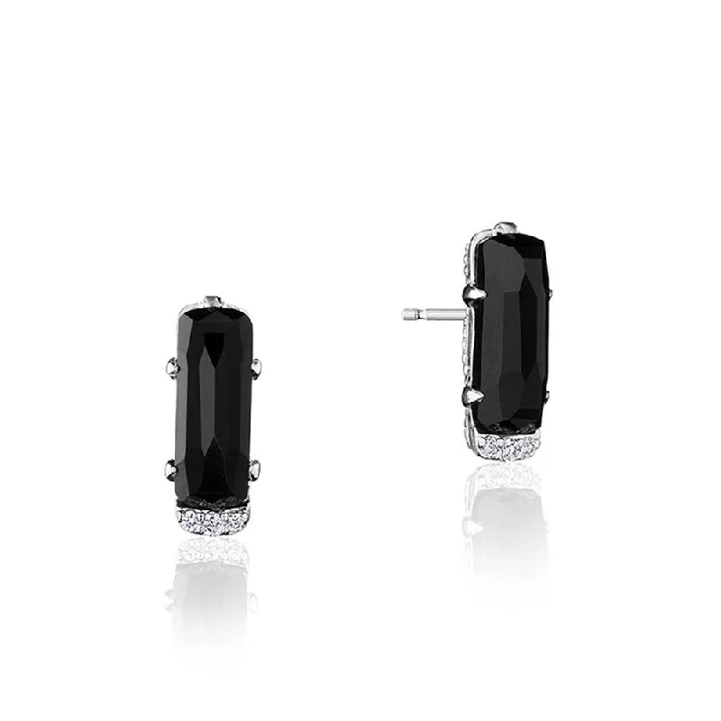 Tacori Horizon Shine Emerald Cut Black Onyx & Diamond Stud Earrings