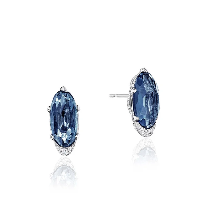 Tacori Horizon Shine London Blue Topaz & Diamond Oval Stud Earrings