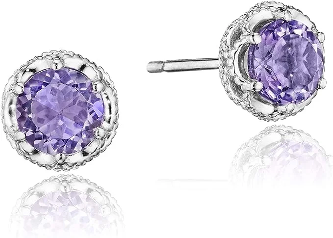 Tacori Sterling Silver Petite Crescent Crown Amethyst Stud Earrings