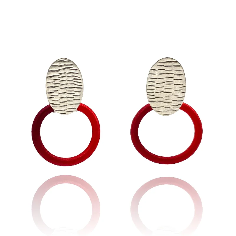 Textured Red Stud Earrings