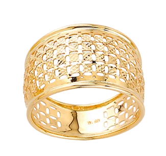 10K Fancy Top Domed Wide Band